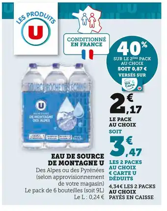 U Express U Eau de Source de Montagne offre