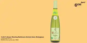 Monop' A.O.P. Alsace Riesling Ruhlmann-Schutz blanc Biologique offre