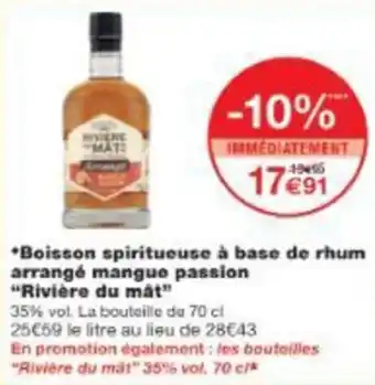 Monop' Boisson spiritueuse à base de rhum arrangé mangue passion "Rivière du mat" offre