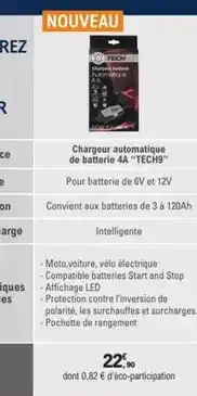 E.Leclerc L'Auto Tech9 - chargeur automatique de batterie 4a tech9 offre