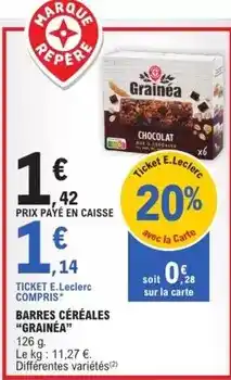 E.Leclerc E.leclerc - barres céréales offre