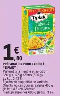 E.Leclerc Tipiak - préparation pour taboulé offre