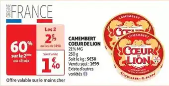 Auchan Coeur de lion - camembert offre