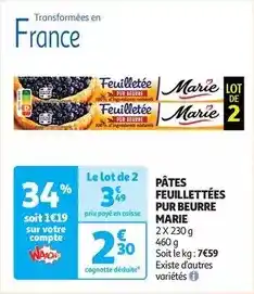 Auchan Pâtes feuilletées pur beurre offre