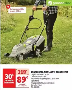 Auchan Gardenstar - tondeuse filaire 1600 w offre