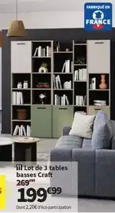 Conforama Lot de 3 tables basses craft offre