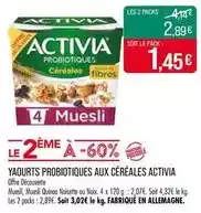 Match Activia - yaourts probiotiques aux céréales offre