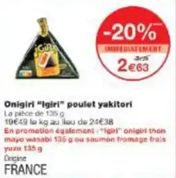 Monop' Onigiri "igiri" poulet yakitori offre