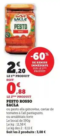 Super U Sacla - pesto rosso offre