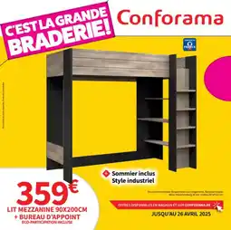 Conforama Lit mezzanine 90x200cm + bureau d'appoint offre