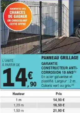 E.Leclerc Brico Panneau grillage garantie constructeur anti- corrosion 10 ans offre