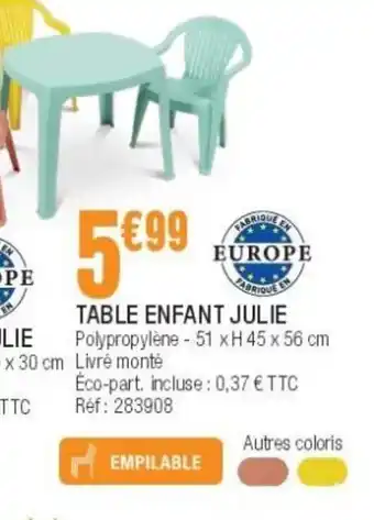 La Foir'Fouille Table enfant julie offre