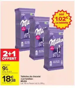 Carrefour Market MILKA Tablettes de chocolat offre