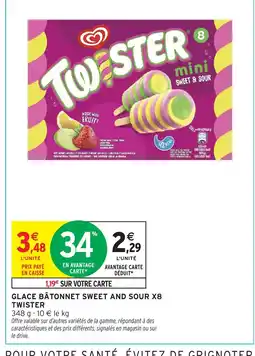 Intermarché TWISTER Glace bâtonnet sweet and sour x8 offre