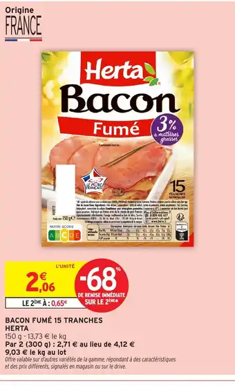 Intermarché HERTA Bacon fumé 15 tranches offre