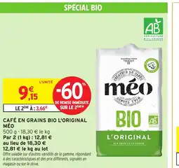 Intermarché MÉO Café en grains bio l'original offre