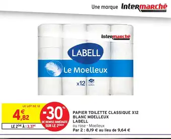 Intermarché LABELL Papier toilette classique x12 blanc moelleux offre
