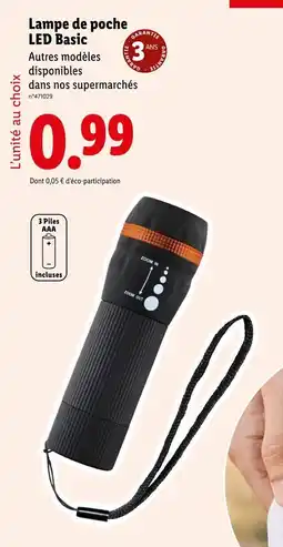 Lidl Lampe de poche led basic offre