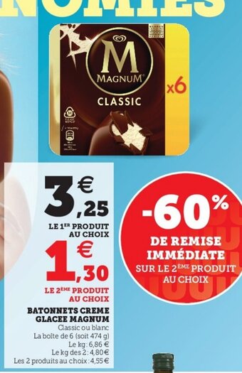 Super U Batonnets creme glacee Magnum offre
