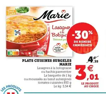 Super U Plats cuisines surgeles Marie offre
