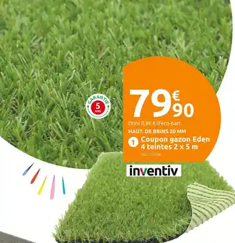 Mr Bricolage inventiv Coupon gazon Eden 4 teintes 2 x 5 m offre