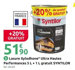 Mr Bricolage Syntilor Lasure Xylodhone Ultra Hautes Performances 5 L + 1 L gratuit offre