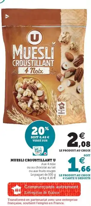 Super U Muesli croustillant U offre