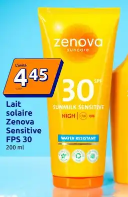Action Lait solaire zenova sensitive fps 30 offre