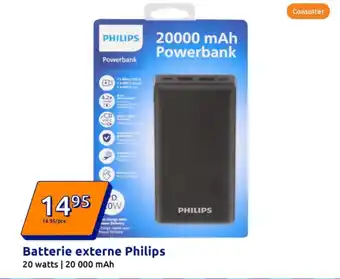Action Batterie externe philips offre