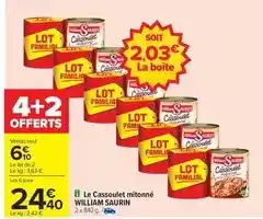 Carrefour Drive William saurin - le cassoulet mitonné offre