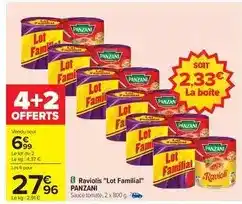 Carrefour Drive Panzani - raviolis lot familial offre