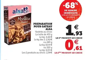 Super U Preparation pour gateau Alsa offre