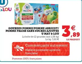 Super U Gourdes pomme/pomme abricot offre