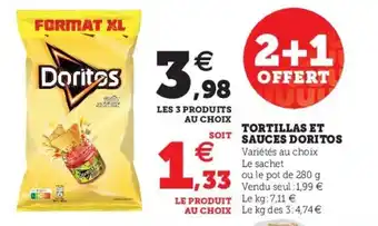Super U tortillas et sauces doritos offre