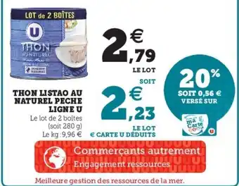 Super U Thon listao au naturel peache ligne u offre