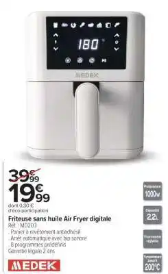 Carrefour Friteuse sans huile Air Fryer digitale offre