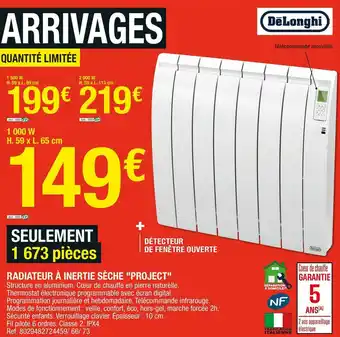 Brico Dépôt Delonghi radiateur à inertie sèche "project" offre