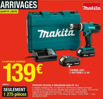 Brico Dépôt Makita perceuse visseuse à percussion sans fil 18 v offre