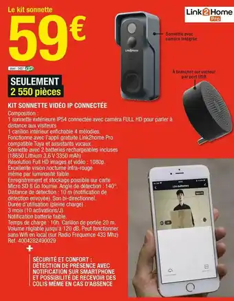 Kit sonnette vidéo ip connectée