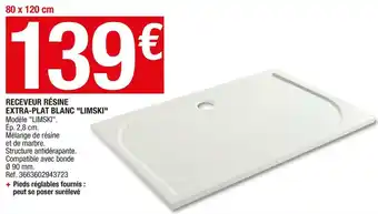 Brico Dépôt Receveur résine extra-plat blanc "limski" offre