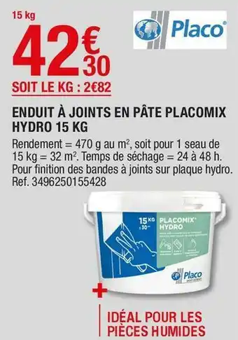 Brico Dépôt Placo enduit à joints en pâte placomix hydro 15 kg offre