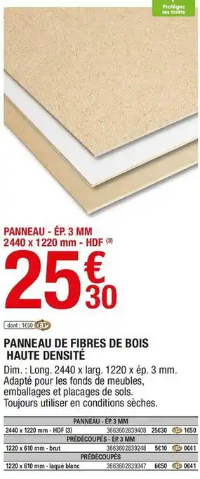 Brico Dépôt Panneau de fibres de bois haute densité offre