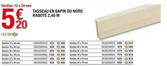 Brico Dépôt Tasseau en sapin du nord raboté 2,40 m offre