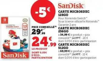Super U Carte microsdxc 128go offre