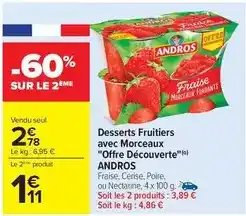 Carrefour Market Andros - desserts fruitiers avec morceaux offre découverte offre