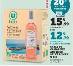 U Express Sable de Camargue AOP Rosé Saint Roman U Bio offre