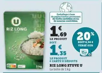 Super U Riz Long Etuvé U offre