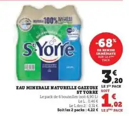 Hyper U Eau Minérale Naturelle Gazeuse St Yorre offre