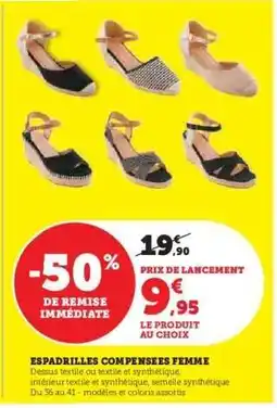 Hyper U ESPADRILLES COMPENSEES FEMME offre