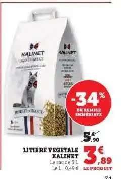Hyper U Litière Végétale Kalinet offre